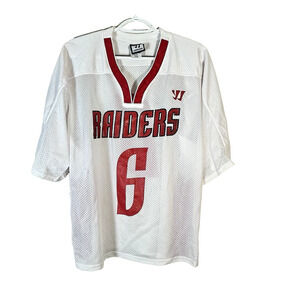 Warrior Lacrosse Jersey Mens L White Raiders #6 Mesh Athletic